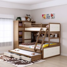 Mẫu giường tầng thông minh bằng gỗ tự nhiên đẹp, hiện đại